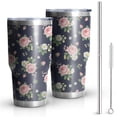thumbnail image 1 of 30oz Pioneer Flower Floral Print Pattern Tumbler, Double Wall Vacuum Insulated Cup, BPA-Free Leak Proof Lid & Reusable Straws, Hot 12h, Cold 34h, 1 of 6