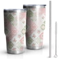 thumbnail image 1 of 30oz Pioneer Flower Floral Print Pattern Tumbler, Double Wall Vacuum Insulated Cup, BPA-Free Leak Proof Lid & Reusable Straws, Hot 12h, Cold 34h, 1 of 6