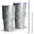 thumbnail image 1 of 30oz Pioneer Flower Floral Print Pattern Tumbler, Double Wall Vacuum Insulated Cup, BPA-Free Leak Proof Lid & Reusable Straws, Hot 12h, Cold 34h, 1 of 6