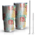 thumbnail image 1 of 30oz Pioneer Flower Floral Print Pattern Tumblers Stainless Steel Tumbler with Lid and Straw,Vacuum Insulated Double Wall Travel Tumbler Cups Mug with Cleaning Brush for Coffee,Tea, 1 of 1