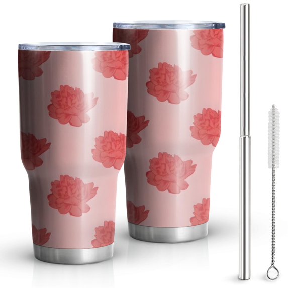 30oz Pioneer Flower Floral Print Pattern Tumblers Stainless Steel Tumbler with Lid and Straw,Vacuum Insulated Double Wall Travel Tumbler Cups Mug with Cleaning Brush for Coffee,Tea