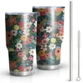 thumbnail image 1 of 30oz Pioneer Flower Floral Print Pattern Tumblers Stainless Steel Tumbler with Lid and Straw,Vacuum Insulated Double Wall Travel Tumbler Cups Mug with Cleaning Brush for Coffee,Tea, 1 of 1