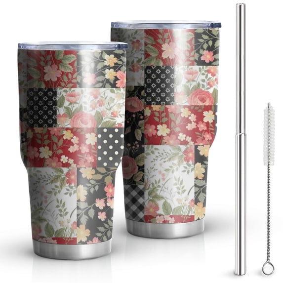 30oz Pioneer Flower Tumblers Stainless Steel Tumbler with Lid and Straw,Vacuum Insulated Double Wall Travel Tumbler Cups Mug with Cleaning Brush for Coffee,Tea