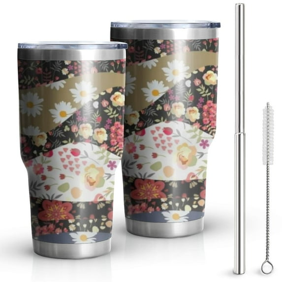 30oz Pioneer Flower Tumblers Stainless Steel Tumbler with Lid and Straw,Vacuum Insulated Double Wall Travel Tumbler Cups Mug with Cleaning Brush for Coffee,Tea
