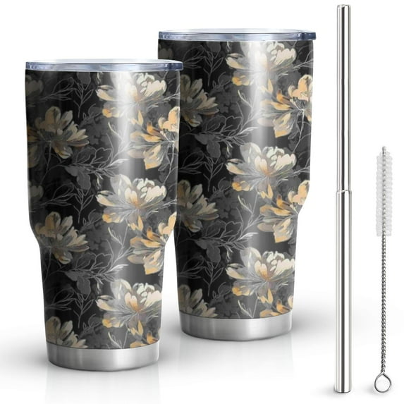 30oz Pioneer Flower Tumblers Stainless Steel Tumbler with Lid and Straw,Vacuum Insulated Double Wall Travel Tumbler Cups Mug with Cleaning Brush for Coffee,Tea