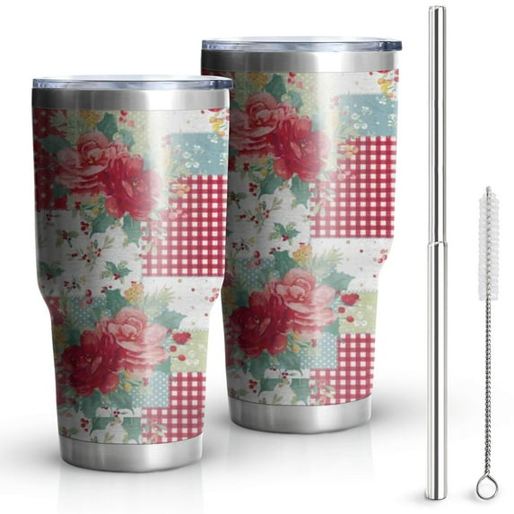 30oz Pioneer Flower Tumblers Stainless Steel Tumbler with Lid and Straw,Vacuum Insulated Double Wall Travel Tumbler Cups Mug with Cleaning Brush for Coffee,Tea