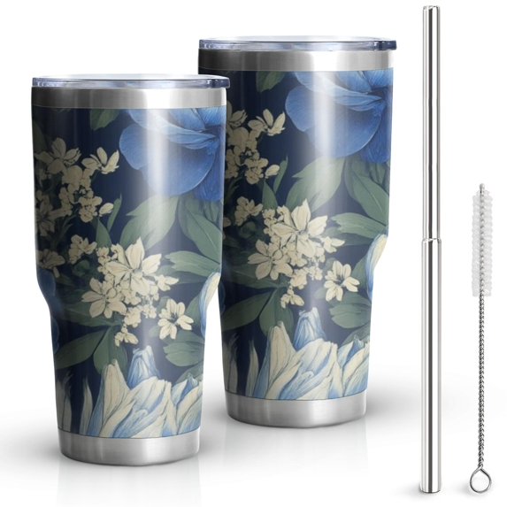 30oz Pioneer Flower Tumblers Stainless Steel Tumbler with Lid and Straw,Vacuum Insulated Double Wall Travel Tumbler Cups Mug with Cleaning Brush for Coffee,Tea