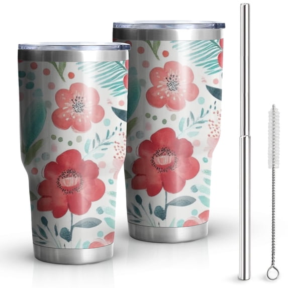 30oz Pioneer Flower Tumblers Stainless Steel Tumbler with Lid and Straw,Vacuum Insulated Double Wall Travel Tumbler Cups Mug with Cleaning Brush for Coffee,Tea