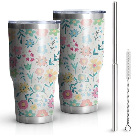 30oz Pioneer Flower Tumblers Stainless Steel Tumbler with Lid and Straw,Vacuum Insulated Double Wall Travel Tumbler Cups Mug with Cleaning Brush for Coffee,Tea