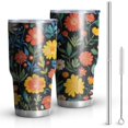 thumbnail image 1 of 30oz Pioneer Flower Tumblers Stainless Steel Tumbler with Lid and Straw,Vacuum Insulated Double Wall Travel Tumbler Cups Mug with Cleaning Brush for Coffee,Tea, 1 of 7