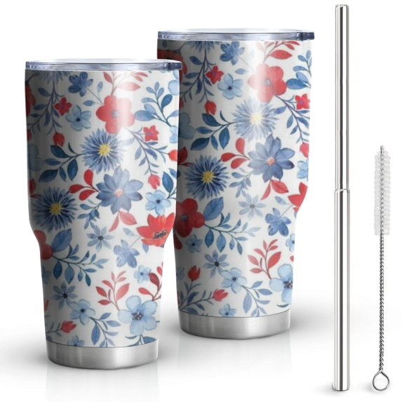 30oz Pioneer Flower Tumblers Stainless Steel Tumbler with Lid and Straw,Vacuum Insulated Double Wall Travel Tumbler Cups Mug with Cleaning Brush for Coffee,Tea