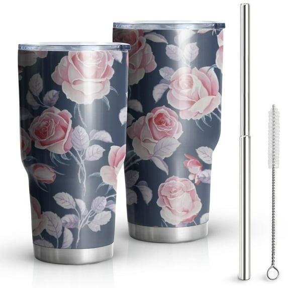 30oz Pioneer Flower Tumblers Stainless Steel Tumbler with Lid and Straw,Vacuum Insulated Double Wall Travel Tumbler Cups Mug with Cleaning Brush for Coffee,Tea