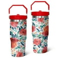 thumbnail image 1 of 30oz Pioneer Stainless Steel Tumbler with Top Handle,Colorful Floral Vintage Travel Coffee Mug Flip Straw Cup,Gifts for Women Girls Men Adults（crimson）, 1 of 1