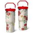 thumbnail image 1 of 30oz Pioneer Stainless Steel Tumbler with Top Handle,Colorful Floral VintageTravel Coffee Mug Flip Straw Cup,Gifts for Women Girls Men Adults（crimson）, 1 of 1