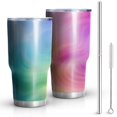 thumbnail image 1 of 30oz Rainbow Tie Dye Swirl Pattern Tumblers Stainless Steel Tumbler with Lid and Straw,Vacuum Insulated Double Wall Travel Tumbler Cups Mug with Cleaning Brush for Coffee,Tea, 1 of 1