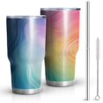 thumbnail image 1 of 30oz Rainbow Tie Dye Swirl Pattern Tumblers Stainless Steel Tumbler with Lid and Straw,Vacuum Insulated Double Wall Travel Tumbler Cups Mug with Cleaning Brush for Coffee,Tea, 1 of 1