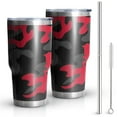 thumbnail image 1 of 30oz Red Black Camo Classic Pattern Tumblers Stainless Steel Tumbler with Lid and Straw,Vacuum Insulated Double Wall Travel Tumbler Cups Mug with Cleaning Brush for Coffee,Tea, 1 of 7