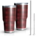 thumbnail image 1 of 30oz Red Black Checkerboard Checkered Pattern Tumblers Stainless Steel Tumbler with Lid and Straw,Vacuum Insulated Double Wall Travel Tumbler Cups Mug with Cleaning Brush for Coffee,Tea, 1 of 7