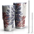 thumbnail image 1 of 30oz Red and Blue Pioneer Flower Pattern Tumblers Stainless Steel Tumbler with Lid and Straw,Vacuum Insulated Double Wall Travel Tumbler Cups Mug with Cleaning Brush for Coffee,Tea, 1 of 1