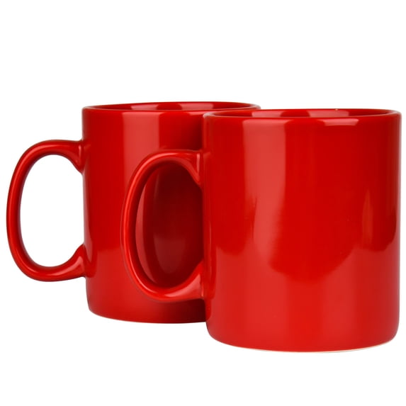 30oz Red Ceramic Coffee Mugs Set of 2 for Home and Office Use
