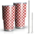 thumbnail image 1 of 30oz Red White Checkerboard Checkered Pattern Tumblers Stainless Steel Tumbler with Lid and Straw,Vacuum Insulated Double Wall Travel Tumbler Cups Mug with Cleaning Brush for Coffee,Tea, 1 of 1