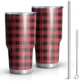 thumbnail image 1 of 30oz Red and White Checkered Pattern Tumblers Stainless Steel Tumbler with Lid and Straw,Vacuum Insulated Double Wall Travel Tumbler Cups Mug with Cleaning Brush for Coffee,Tea, 1 of 1