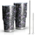 thumbnail image 1 of 30oz Skull Flower Halloween Pattern Tumblers Stainless Steel Tumbler with Lid and Straw,Vacuum Insulated Double Wall Travel Tumbler Cups Mug with Cleaning Brush for Coffee,Tea, 1 of 7