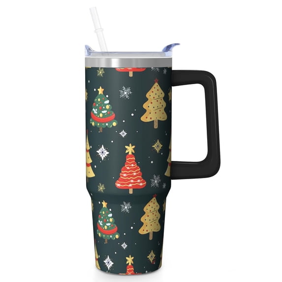 30oz Snowflakes Tumbler with Lid and Straw, Stainless Steel Cup with Handle Red Bowknot Travel Coffee Mug, Christmas Presents