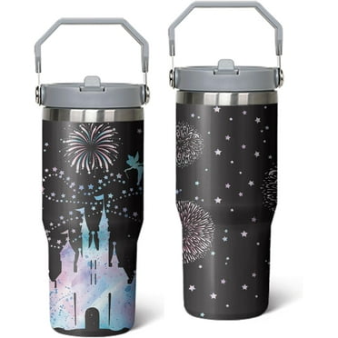30oz Stainless Steel Flip Straw Tumbler Spill Proof Travel Cup Double Wall Vacuum Insulated Coffee Mug with Top Handle, Gray