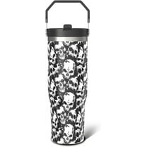 30oz Stainless Steel Tumbler with Handle & Straw - Skull Gothic Cup for Halloween Coffee Travel, Insulated Holiday Birthday Gift for Women Men (Unisex)