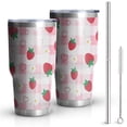 thumbnail image 1 of 30oz Strawberry Plants Fruit Heart Daisy Checkered Tumblers Stainless Steel Tumbler with Lid and Straw,Vacuum Insulated Double Wall Travel Tumbler Cups Mug with Cleaning Brush for Coffee,Tea, 1 of 7