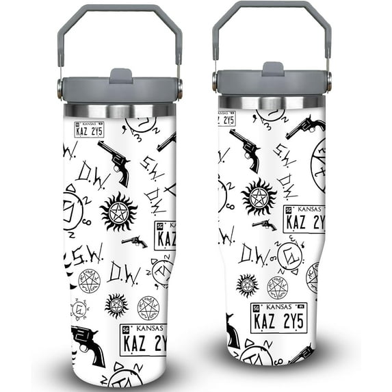 30oz Supernatural Festive Tumbler - Stainless Steel Water Bottle, Holiday Design for Christmas, Thanksgiving, Spring Festival, Uncharged Gift