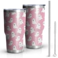 thumbnail image 1 of 30oz Tiny Ghost Halloween Pattern Tumblers Stainless Steel Tumbler with Lid and Straw,Vacuum Insulated Double Wall Travel Tumbler Cups Mug with Cleaning Brush for Coffee,Tea, 1 of 7