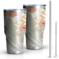 thumbnail image 1 of 30oz Tropical Pioneer Flower Pattern Tumblers Stainless Steel Tumbler with Lid and Straw,Vacuum Insulated Double Wall Travel Tumbler Cups Mug with Cleaning Brush for Coffee,Tea, 1 of 7