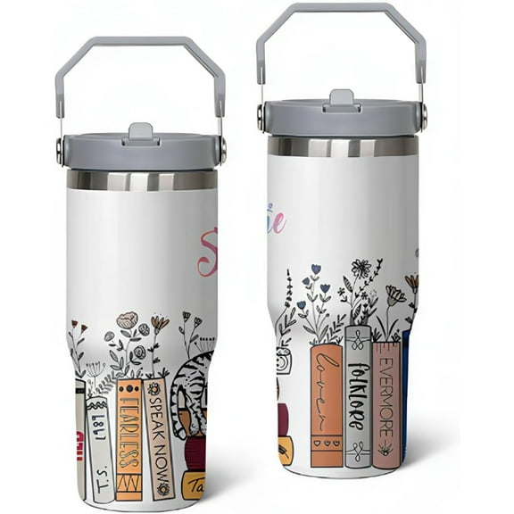 30oz Tumbler Stainless Steel Cup Vacuum Insulated Travel Coffee Mug with Splash-Proof Lid Metal Straw Gifts, white-1