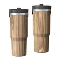 thumbnail image 1 of 30oz Tumbler with Handle, Insulated Stainless Steel Cup with Flip Straw Lid, Leak-Proof & Cup Holder Friendly for Travel and Sports ,Wood Print, 1 of 6