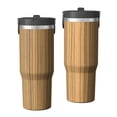 thumbnail image 1 of 30oz Tumbler with Handle, Insulated Stainless Steel Cup with Flip Straw Lid, Leak-Proof & Cup Holder Friendly for Travel and Sports ,Wood Print, 1 of 6