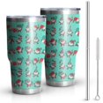 thumbnail image 1 of 30oz Turquoise Christmas Gnome Pattern Tumblers Stainless Steel Tumbler with Lid and Straw,Vacuum Insulated Double Wall Travel Tumbler Cups Mug with Cleaning Brush for Coffee,Tea, 1 of 7