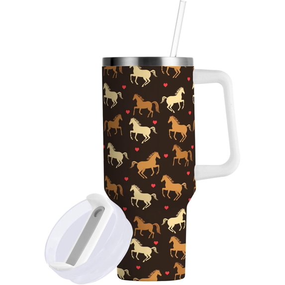 30oz Valentine''s Day Heart Horse Stainless Steel Vacuum Insulated Tumbler Superior Drinking Cup with Lid and Straw,Insulated Cup for Water, Iced Tea or Coffee Smoothie 21342819