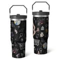 thumbnail image 1 of 30oz Wednesday Girl Stainless Steel Tumbler with Lid and Straw,Wednesday Stuff Merchandise Spill Proof Travel Cup Double Wall Vacuum Insulated Coffee Mug with Top Handle Black, 1 of 7