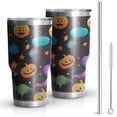 thumbnail image 1 of 30oz Whimsical Halloween Pattern Tumblers Stainless Steel Tumbler with Lid and Straw,Vacuum Insulated Double Wall Travel Tumbler Cups Mug with Cleaning Brush for Coffee,Tea, 1 of 7