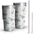 thumbnail image 1 of 30oz White Cartoon Dinosaurs Triangles Plants Pattern Tumblers Stainless Steel Tumbler with Lid and Straw,Vacuum Insulated Double Wall Travel Tumbler Cups Mug with Cleaning Brush for Coffee,Tea, 1 of 7