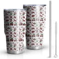 thumbnail image 1 of 30oz White Christmas Animal and Car Pattern Tumblers Stainless Steel Tumbler with Lid and Straw,Vacuum Insulated Double Wall Travel Tumbler Cups Mug with Cleaning Brush for Coffee,Tea, 1 of 7