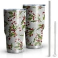thumbnail image 1 of 30oz White Christmas Candy Cane Pattern Tumblers Stainless Steel Tumbler with Lid and Straw,Vacuum Insulated Double Wall Travel Tumbler Cups Mug with Cleaning Brush for Coffee,Tea, 1 of 7