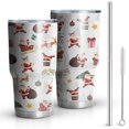 thumbnail image 1 of 30oz White Christmas Santa Pattern Tumblers Stainless Steel Tumbler with Lid and Straw,Vacuum Insulated Double Wall Travel Tumbler Cups Mug with Cleaning Brush for Coffee,Tea, 1 of 7