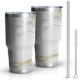 thumbnail image 1 of 30oz White Marble Gold Line Pattern Tumblers Stainless Steel Tumbler with Lid and Straw,Vacuum Insulated Double Wall Travel Tumbler Cups Mug with Cleaning Brush for Coffee,Tea, 1 of 7