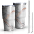 thumbnail image 1 of 30oz White Marble Rose Gold Line Pattern Tumblers Stainless Steel Tumbler with Lid and Straw,Vacuum Insulated Double Wall Travel Tumbler Cups Mug with Cleaning Brush for Coffee,Tea, 1 of 7
