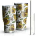 thumbnail image 1 of 30oz White Sunflower Tumblers Stainless Steel Tumbler with Lid and Straw,Vacuum Insulated Double Wall Travel Tumbler Cups Mug with Cleaning Brush for Coffee,Tea, 1 of 7
