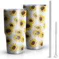 thumbnail image 1 of 30oz White Sunflower Tumblers Stainless Steel Tumbler with Lid and Straw,Vacuum Insulated Double Wall Travel Tumbler Cups Mug with Cleaning Brush for Coffee,Tea, 1 of 7