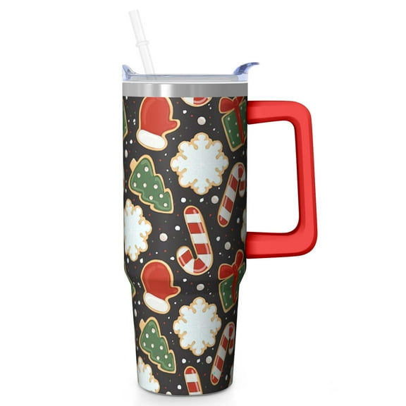 30oz Xmas Tumbler with Reindeer Lid Straw Stainless Steel Double Wall Insulated Cup Christmas Gifts